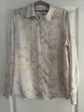 Nordstrom Rack Cream Floral Button-Down Blouse